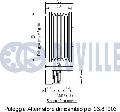 Ruville 541704 - Puleggia cinghia, Alternatore www.autoricambit.com