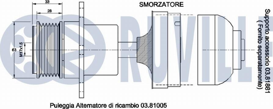 Ruville 541705 - Puleggia cinghia, Alternatore www.autoricambit.com