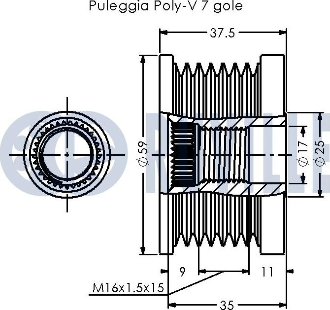 Ruville 542507 - Puleggia cinghia, Alternatore www.autoricambit.com