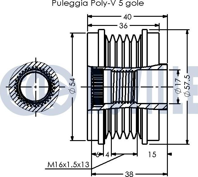 Ruville 542586 - Puleggia cinghia, Alternatore www.autoricambit.com