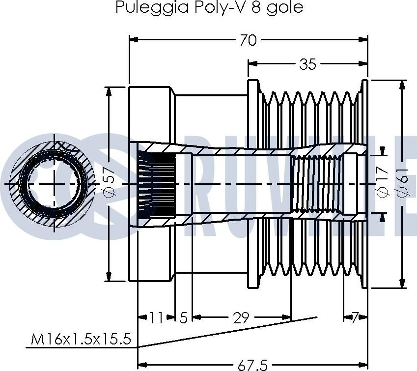 Ruville 542587 - Puleggia cinghia, Alternatore www.autoricambit.com