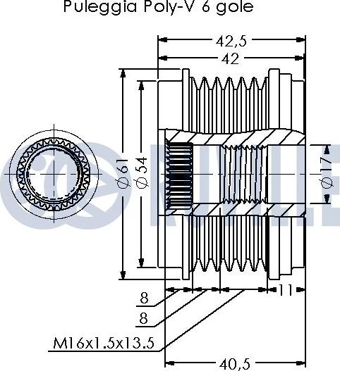 Ruville 542680 - Puleggia cinghia, Alternatore www.autoricambit.com