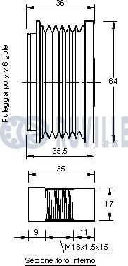 Ruville 542155 - Puleggia cinghia, Alternatore www.autoricambit.com