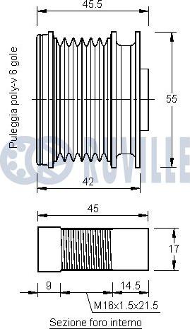 Ruville 542121 - Puleggia cinghia, Alternatore www.autoricambit.com