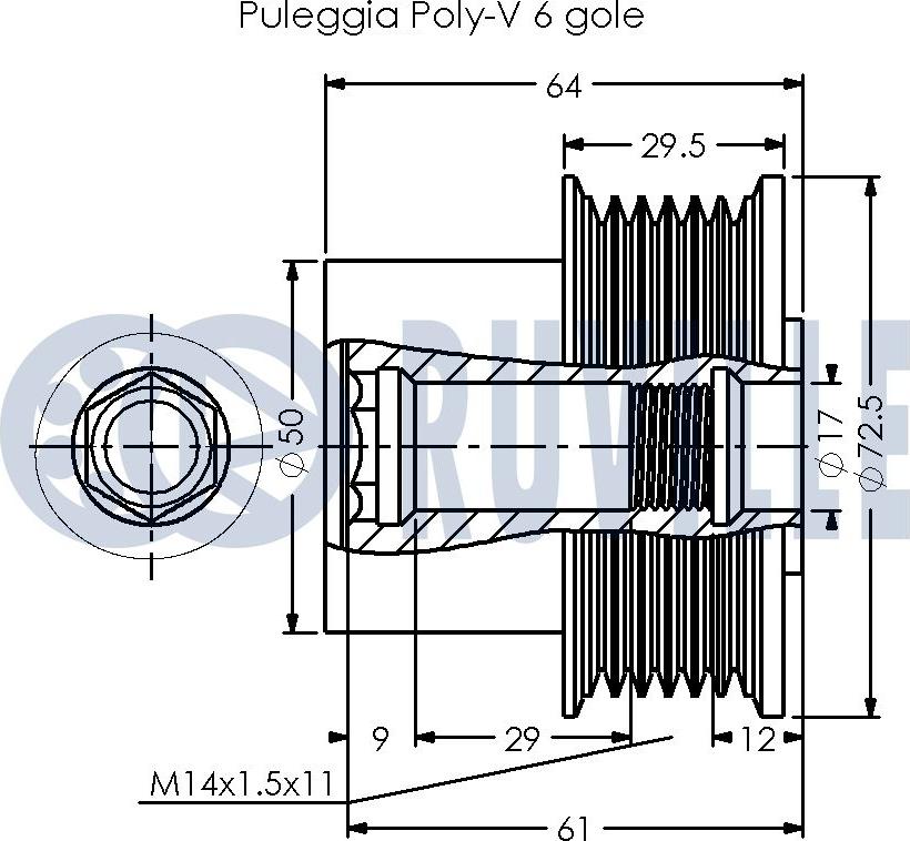 Ruville 542398 - Puleggia cinghia, Alternatore www.autoricambit.com