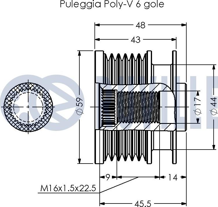 Ruville 542372 - Puleggia cinghia, Alternatore www.autoricambit.com