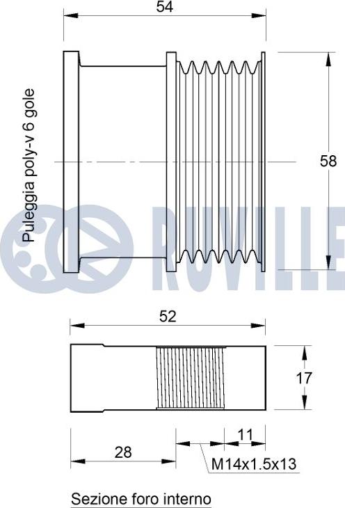 Ruville 542752 - Puleggia cinghia, Alternatore www.autoricambit.com