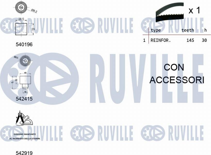 Ruville 550498 - Kit cinghie dentate www.autoricambit.com