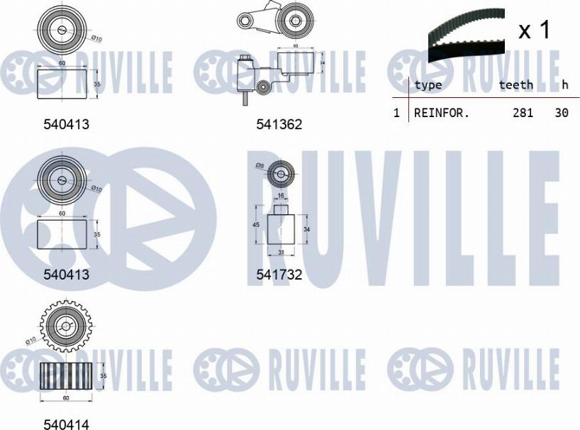 Ruville 550464 - Kit cinghie dentate www.autoricambit.com