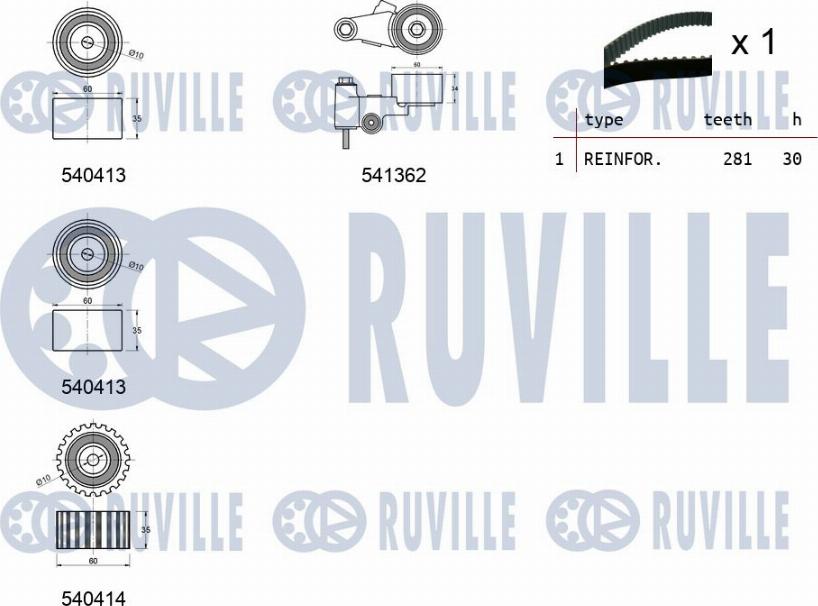 Ruville 550465 - Kit cinghie dentate www.autoricambit.com