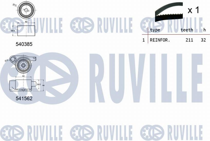 Ruville 550418 - Kit cinghie dentate www.autoricambit.com