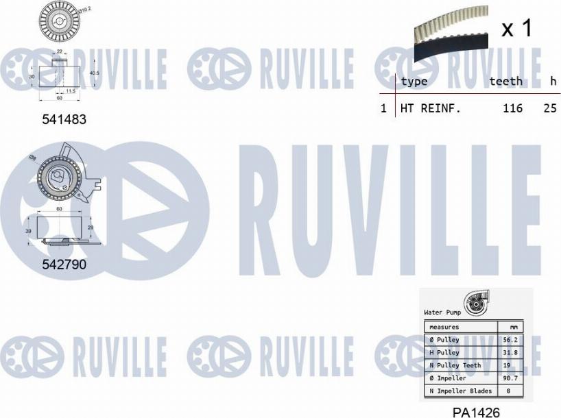 Ruville 5504271 - Pompa acqua + Kit cinghie dentate www.autoricambit.com