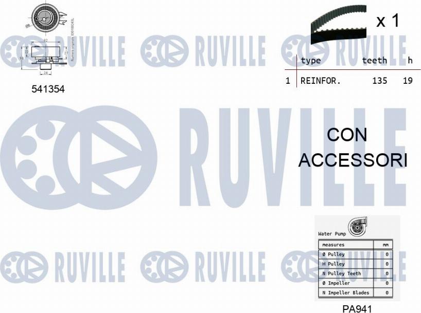 Ruville 5500971 - Pompa acqua + Kit cinghie dentate www.autoricambit.com