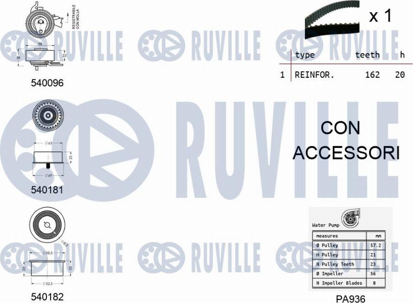 Ruville 5500401 - Pompa acqua + Kit cinghie dentate www.autoricambit.com