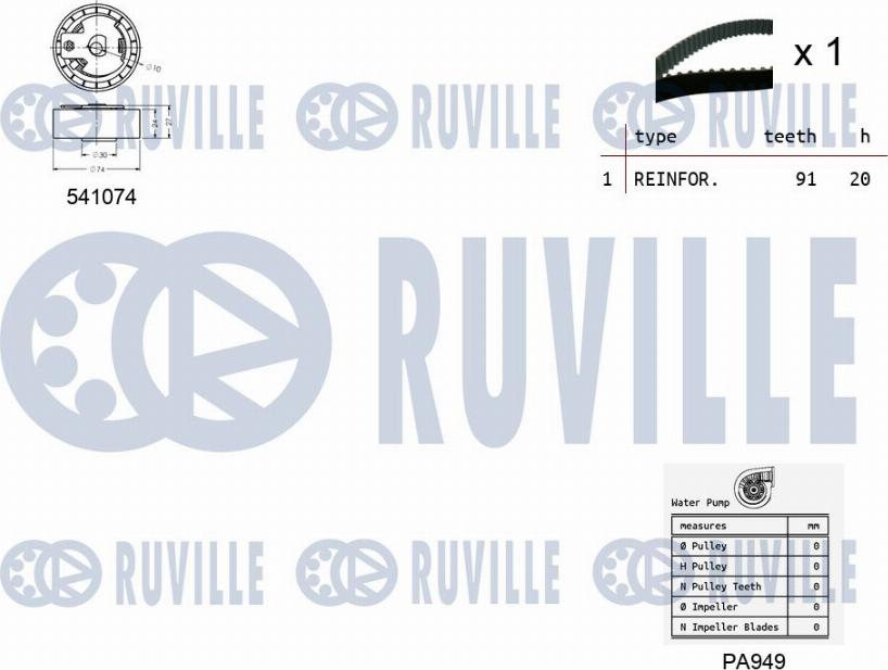 Ruville 5500541 - Pompa acqua + Kit cinghie dentate www.autoricambit.com