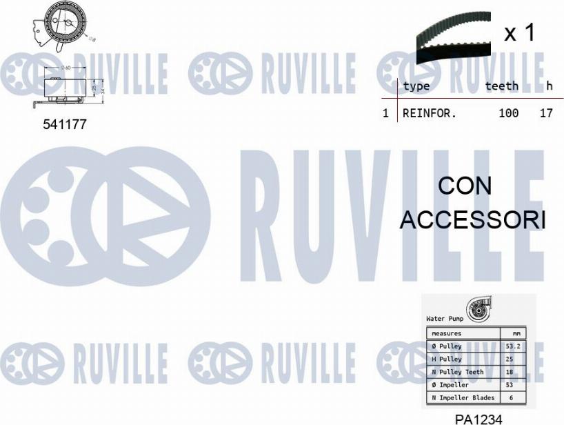 Ruville 5500501 - Pompa acqua + Kit cinghie dentate www.autoricambit.com