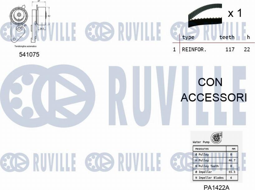 Ruville 5500642 - Pompa acqua + Kit cinghie dentate www.autoricambit.com