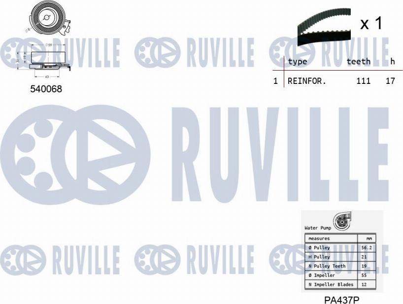 Ruville 5500051 - Pompa acqua + Kit cinghie dentate www.autoricambit.com