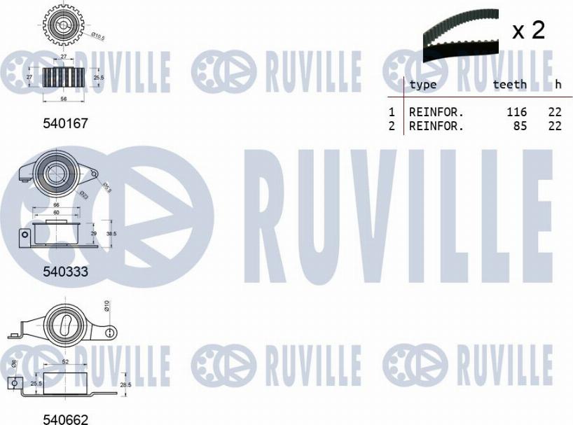 Ruville 550011 - Kit cinghie dentate www.autoricambit.com