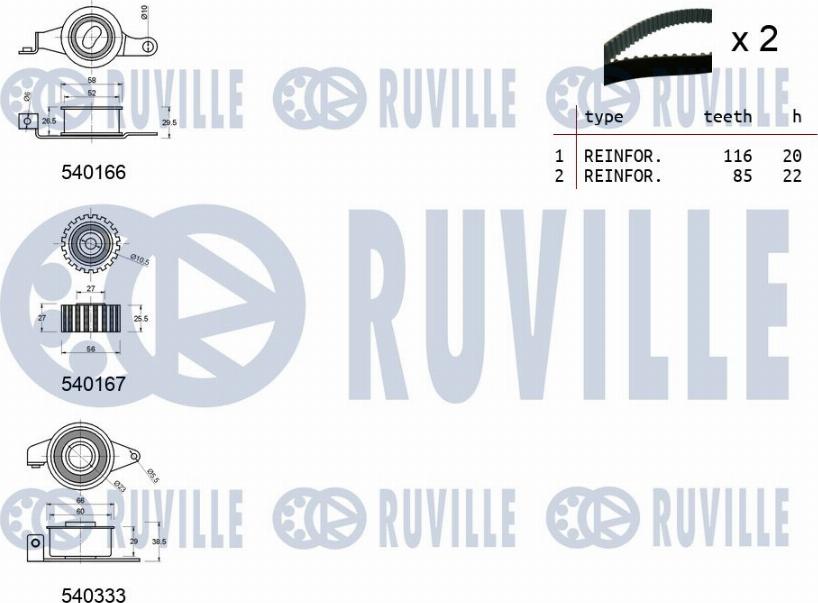 Ruville 550012 - Kit cinghie dentate www.autoricambit.com