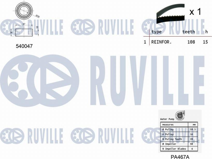 Ruville 5500241 - Pompa acqua + Kit cinghie dentate www.autoricambit.com