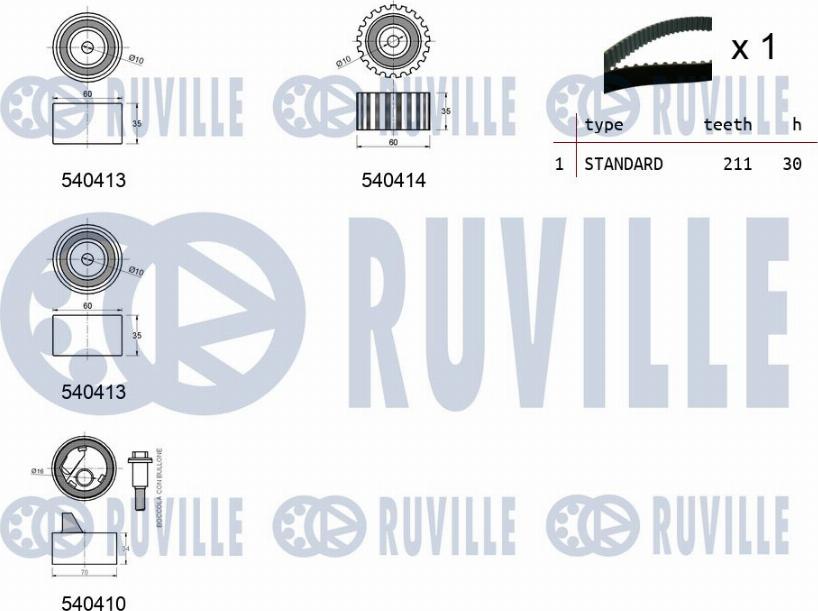 Ruville 550195 - Kit cinghie dentate www.autoricambit.com