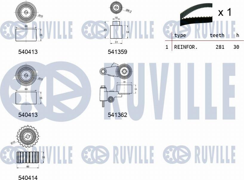 Ruville 550197 - Kit cinghie dentate www.autoricambit.com