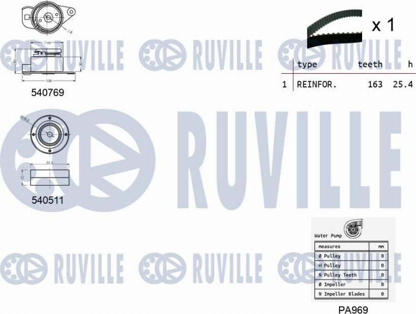 Ruville 5501001 - Pompa acqua + Kit cinghie dentate www.autoricambit.com