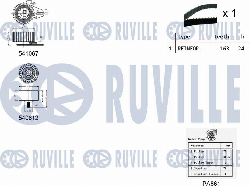 Ruville 5501021 - Pompa acqua + Kit cinghie dentate www.autoricambit.com