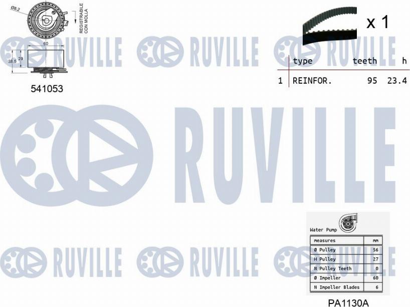 Ruville 5501191 - Pompa acqua + Kit cinghie dentate www.autoricambit.com