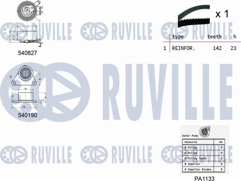 Ruville 5501101 - Pompa acqua + Kit cinghie dentate www.autoricambit.com