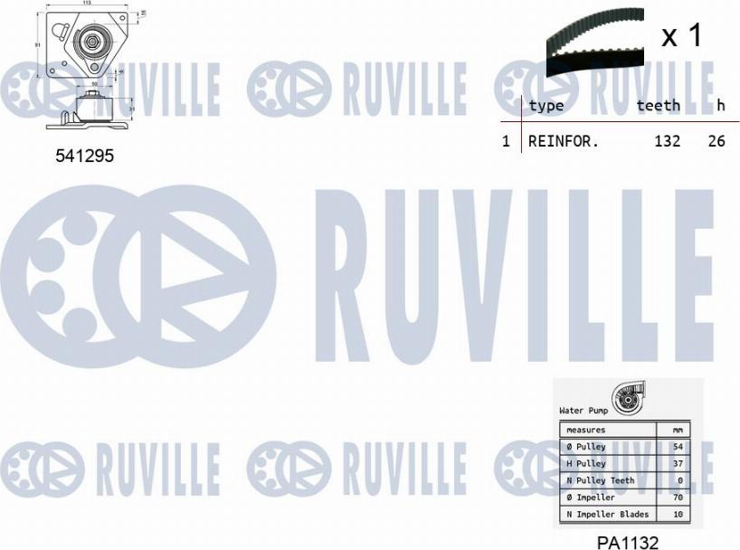 Ruville 5501131 - Pompa acqua + Kit cinghie dentate www.autoricambit.com