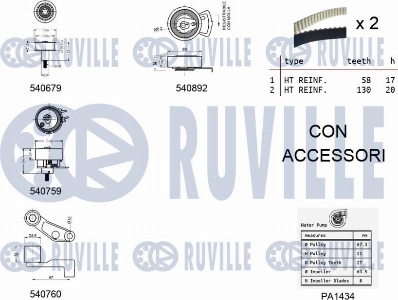 Ruville 5501361 - Pompa acqua + Kit cinghie dentate www.autoricambit.com