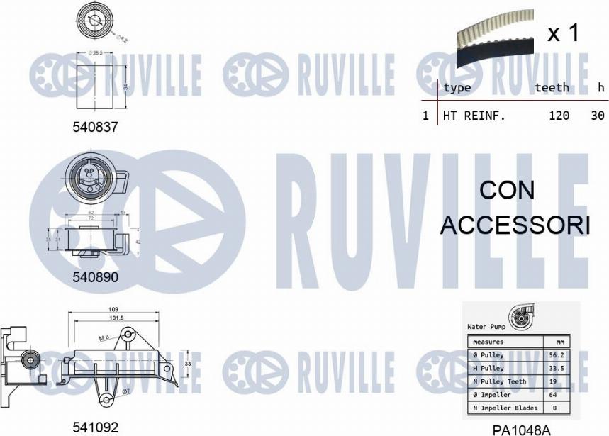 Ruville 5501381 - Pompa acqua + Kit cinghie dentate www.autoricambit.com