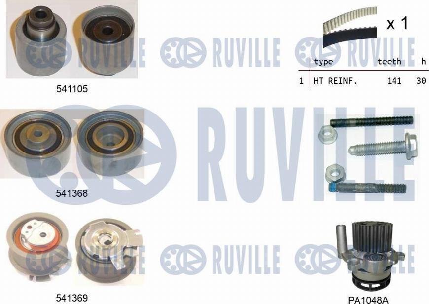 Ruville 5501261 - Pompa acqua + Kit cinghie dentate www.autoricambit.com