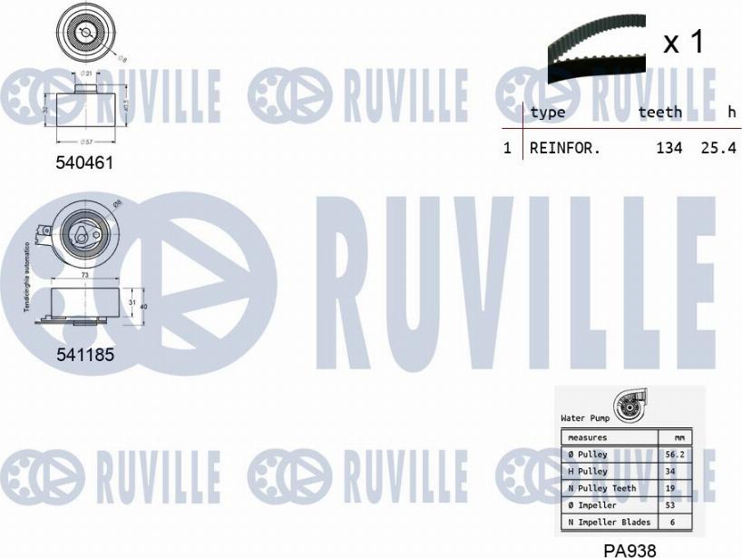 Ruville 5501201 - Pompa acqua + Kit cinghie dentate www.autoricambit.com