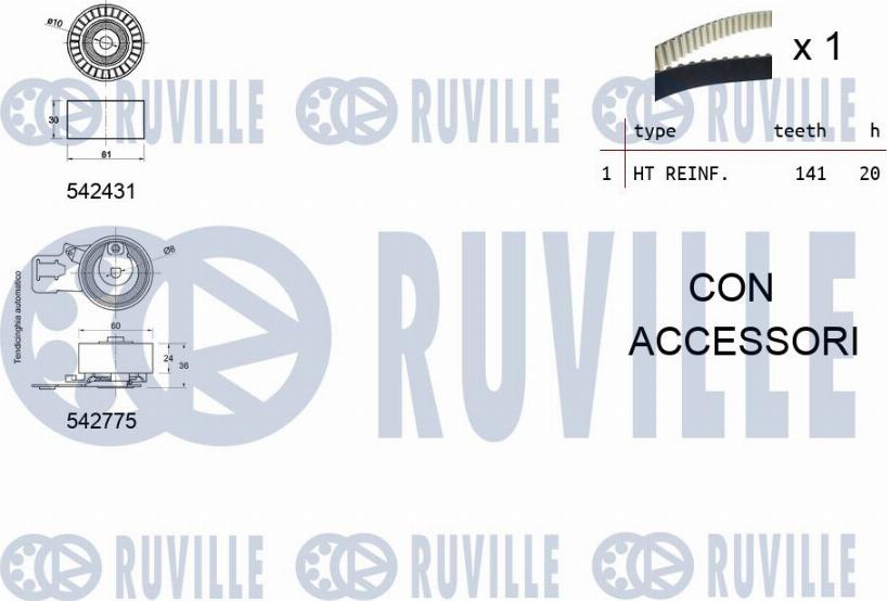 Ruville 550395 - Kit cinghie dentate www.autoricambit.com