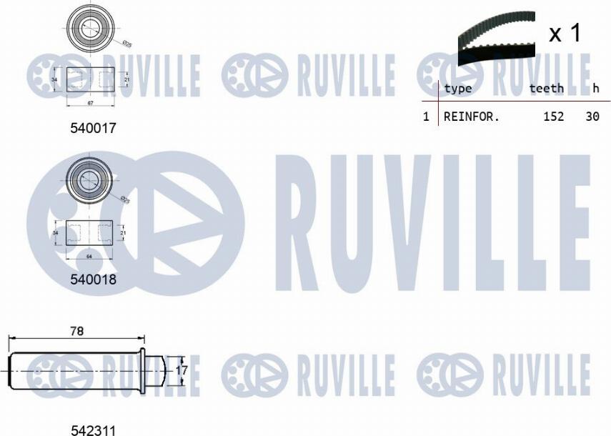 Ruville 550392 - Kit cinghie dentate www.autoricambit.com