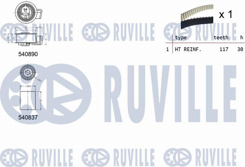 Ruville 550342 - Kit cinghie dentate www.autoricambit.com