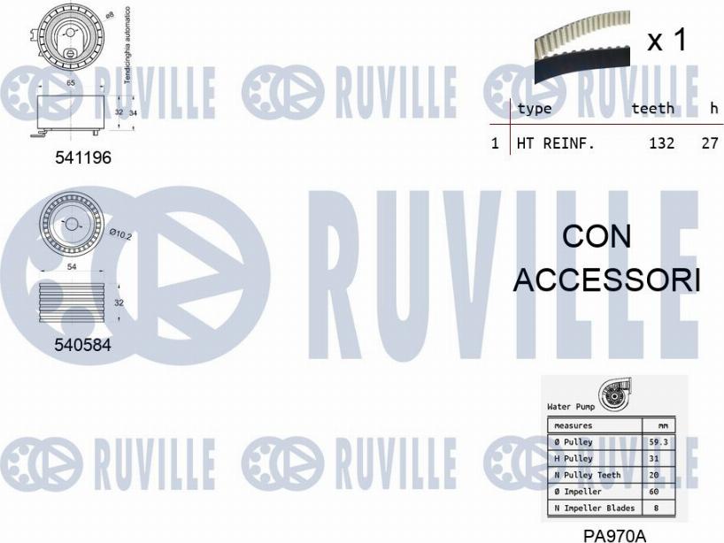 Ruville 5503571 - Pompa acqua + Kit cinghie dentate www.autoricambit.com