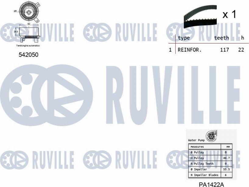 Ruville 5503041 - Pompa acqua + Kit cinghie dentate www.autoricambit.com