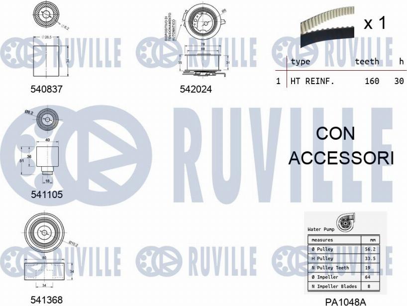 Ruville 5503051 - Pompa acqua + Kit cinghie dentate www.autoricambit.com