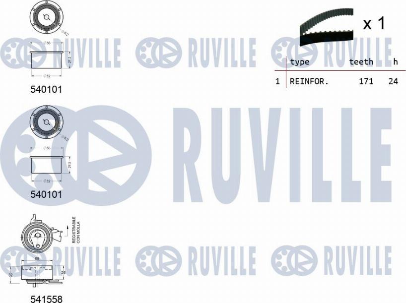 Ruville 550311 - Kit cinghie dentate www.autoricambit.com