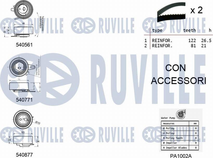 Ruville 5503851 - Pompa acqua + Kit cinghie dentate www.autoricambit.com