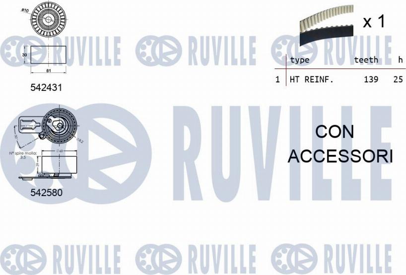 Ruville 550386 - Kit cinghie dentate www.autoricambit.com