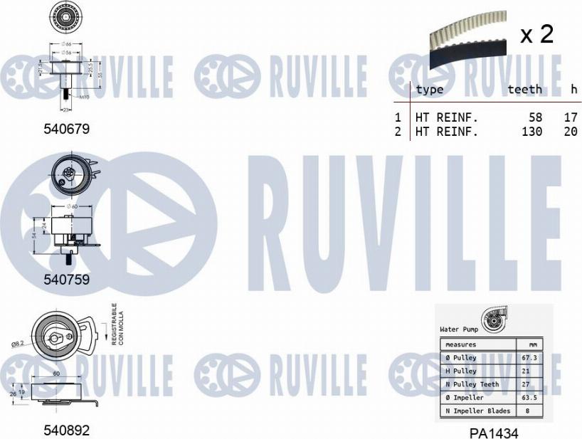 Ruville 5503811 - Pompa acqua + Kit cinghie dentate www.autoricambit.com