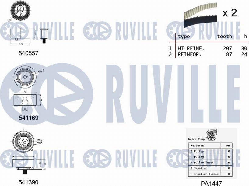 Ruville 5503831 - Pompa acqua + Kit cinghie dentate www.autoricambit.com