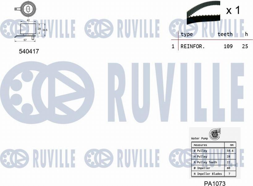 Ruville 5503311 - Pompa acqua + Kit cinghie dentate www.autoricambit.com