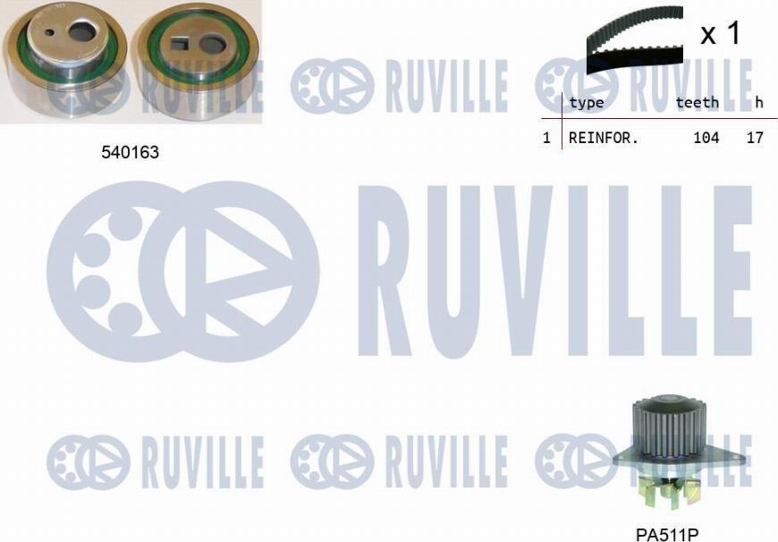 Ruville 5503291 - Pompa acqua + Kit cinghie dentate www.autoricambit.com