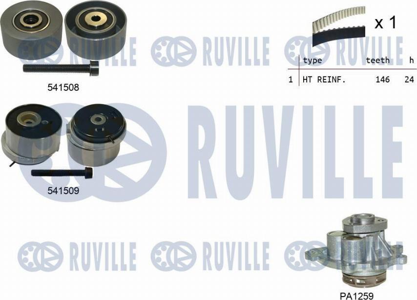 Ruville 5503201 - Pompa acqua + Kit cinghie dentate www.autoricambit.com